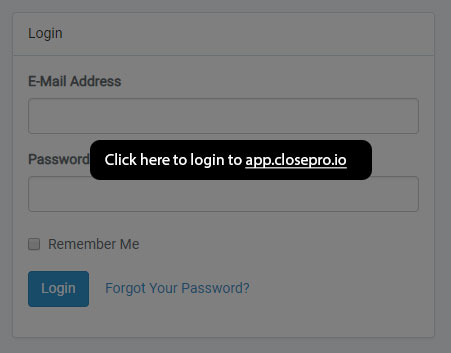 Click to Login to Closepro